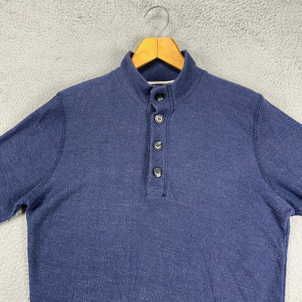 Marine Layer Henley Sweater Adult Medium Blue Pullover Long Sleeve Comfort Mens